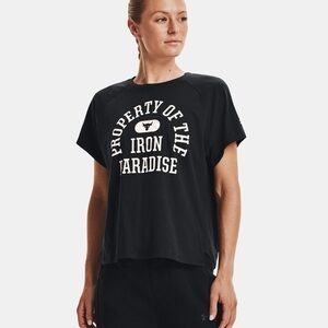 Under Armour Women's Project Rock Property of Short Sleeve - Black size XL